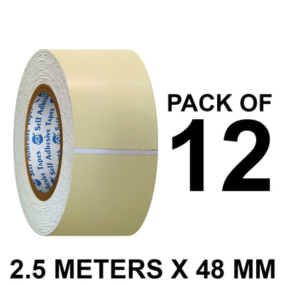 VCR Double Side White Foam Tape - 2.5 Meters in Length - 48mm / 2" Width - Multipurpose usage, Best for Mounting, Strong Adhesion for Walls, Crafts work and fixing Furnitures