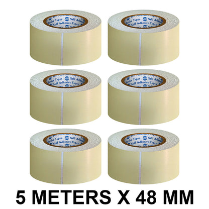 VCR Double Side White Foam Tape - 5 Meters in Length - 48mm / 2" Width - Multipurpose usage, Best for Mounting, Strong Adhesion for Walls, Crafts work and fixing Furnitures