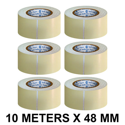 VCR Double Side White Foam Tape - 10 Meters in Length - 48mm / 2" Width - Multipurpose usage, Best for Mounting, Strong Adhesion for Walls, Crafts work and fixing Furnitures