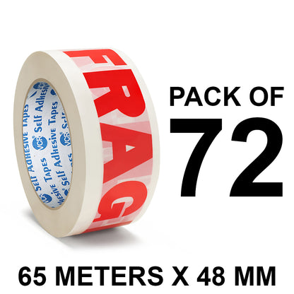 VCR Fragile Tape (Handle with Care) - 65 Meters in Length - 48mm / 2" Width - BOPP Industrial Packaging Tape for E-Commerce Fragile Box Packing