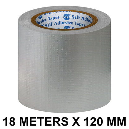 VCR Grey Duct Tape - 18 Meters in Length 120mm / 5" Width - Strong Book Binding Tape - Waterproof Heavy Duty Duct Tape