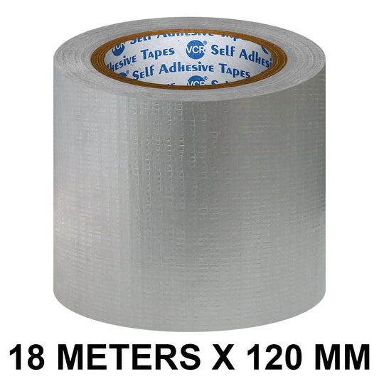 VCR Grey Duct Tape - 18 Meters in Length 120mm / 5" Width - Strong Book Binding Tape - Waterproof Heavy Duty Duct Tape
