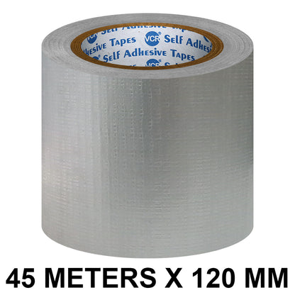 VCR Grey Duct Tape - 45 Meters in Length 120mm / 5" Width - Strong Book Binding Tape - Waterproof Heavy Duty Duct Tape