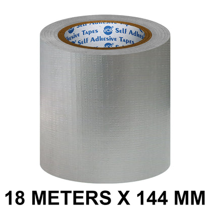 VCR Grey Duct Tape - 18 Meters in Length 144mm / 6" Width - Strong Book Binding Tape - Waterproof Heavy Duty Duct Tape