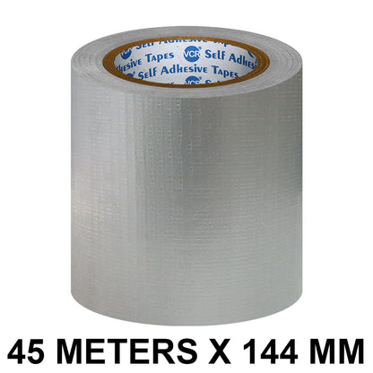 VCR Grey Duct Tape - 45 Meters in Length 144mm / 6" Width - Strong Book Binding Tape - Waterproof Heavy Duty Duct Tape