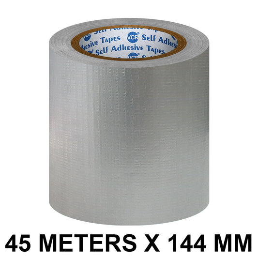 VCR Grey Duct Tape - 45 Meters in Length 144mm / 6" Width - Strong Book Binding Tape - Waterproof Heavy Duty Duct Tape