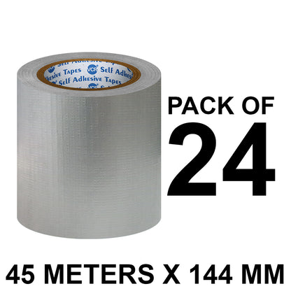 VCR Grey Duct Tape - 45 Meters in Length 144mm / 6" Width - Strong Book Binding Tape - Waterproof Heavy Duty Duct Tape