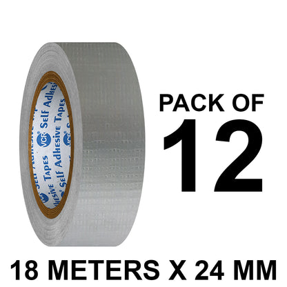 VCR Grey Duct Tape - 18 Meters in Length 24mm / 1" Width - Strong Book Binding Tape - Waterproof Heavy Duty Duct Tape