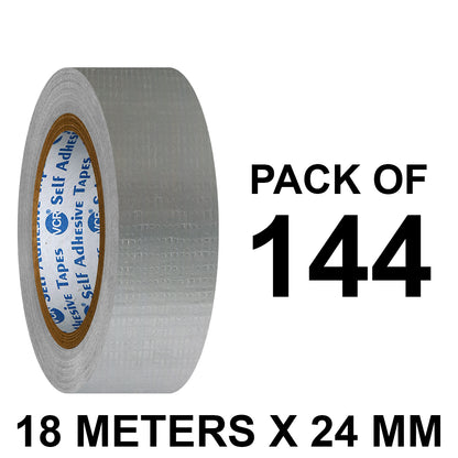 VCR Grey Duct Tape - 18 Meters in Length 24mm / 1" Width - Strong Book Binding Tape - Waterproof Heavy Duty Duct Tape