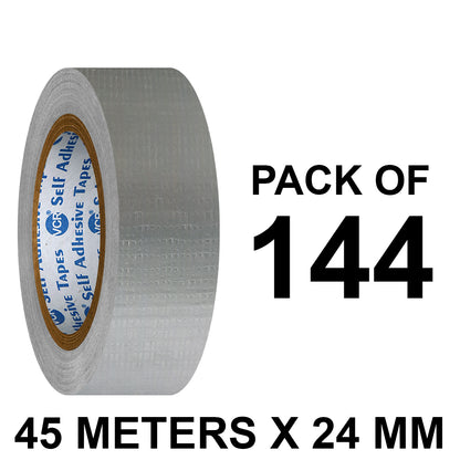 VCR Grey Duct Tape - 45 Meters in Length 24mm / 1" Width - Strong Book Binding Tape - Waterproof Heavy Duty Duct Tape
