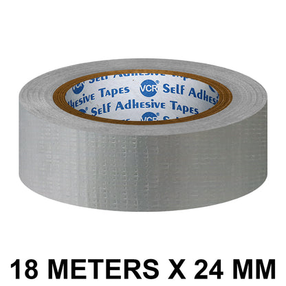VCR Grey Duct Tape - 18 Meters in Length 24mm / 1" Width - Strong Book Binding Tape - Waterproof Heavy Duty Duct Tape