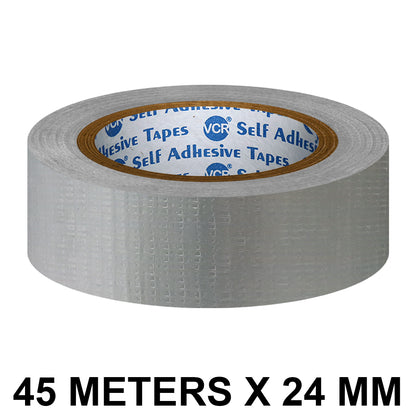 VCR Grey Duct Tape - 45 Meters in Length 24mm / 1" Width - Strong Book Binding Tape - Waterproof Heavy Duty Duct Tape