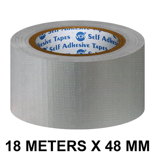 VCR Grey Duct Tape - 18 Meters in Length 48mm / 2" Width - Strong Book Binding Tape - Waterproof Heavy Duty Duct Tape