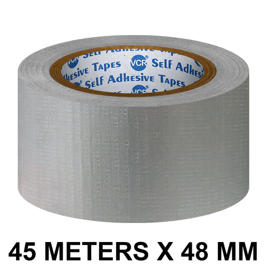 VCR Grey Duct Tape - 45 Meters in Length 48mm / 2" Width - Strong Book Binding Tape - Waterproof Heavy Duty Duct Tape