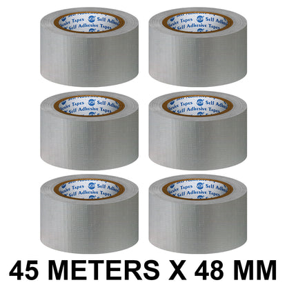 VCR Grey Duct Tape - 45 Meters in Length 48mm / 2" Width - Strong Book Binding Tape - Waterproof Heavy Duty Duct Tape