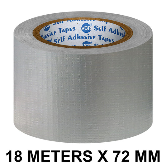 VCR Grey Duct Tape - 18 Meters in Length 72mm / 3" Width - Strong Book Binding Tape - Waterproof Heavy Duty Duct Tape