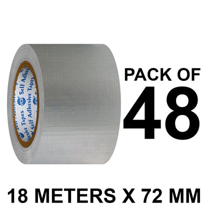 VCR Grey Duct Tape - 18 Meters in Length 72mm / 3" Width - Strong Book Binding Tape - Waterproof Heavy Duty Duct Tape