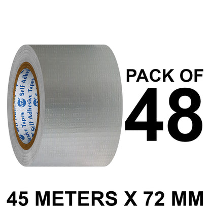 VCR Grey Duct Tape - 45 Meters in Length 72mm / 3" Width - Strong Book Binding Tape - Waterproof Heavy Duty Duct Tape