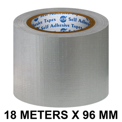 VCR Grey Duct Tape - 18 Meters in Length 96mm / 4" Width - Strong Book Binding Tape - Waterproof Heavy Duty Duct Tape