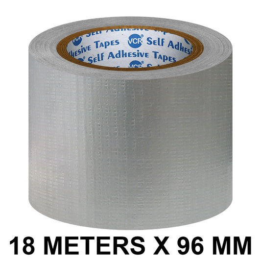 VCR Grey Duct Tape - 18 Meters in Length 96mm / 4" Width - Strong Book Binding Tape - Waterproof Heavy Duty Duct Tape