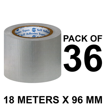 VCR Grey Duct Tape - 18 Meters in Length 96mm / 4" Width - Strong Book Binding Tape - Waterproof Heavy Duty Duct Tape