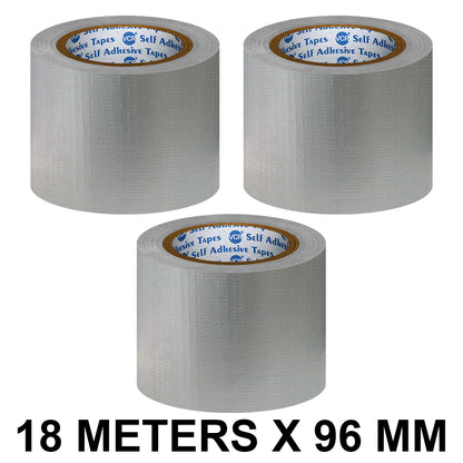 VCR Grey Duct Tape - 18 Meters in Length 96mm / 4" Width - Strong Book Binding Tape - Waterproof Heavy Duty Duct Tape