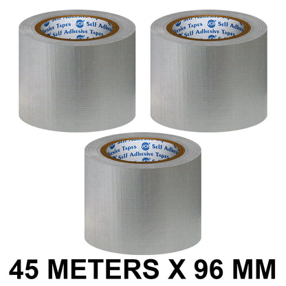 VCR Grey Duct Tape - 45 Meters in Length 96mm / 4" Width - Strong Book Binding Tape - Waterproof Heavy Duty Duct Tape