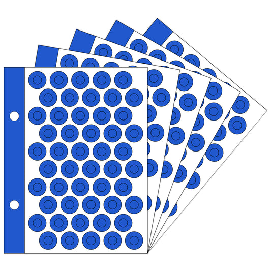 VCR Holeguard - 6mm - Blue Self Adhesive Reinforcement PVC Smart Shield Sticker for Punched Papers (Tear Resistant) - 500 Pieces - 10 Sheet Per Pack