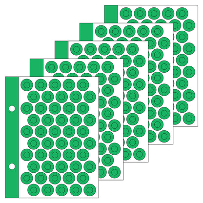 VCR Holeguard - 6mm - Green Self Adhesive Reinforcement PVC Smart Shield Sticker for Punched Papers (Tear Resistant) - 500 Pieces - 10 Sheet Per Pack