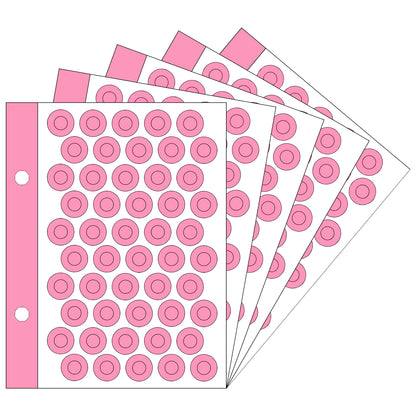 VCR Holeguard - 6mm - Pink Self Adhesive Reinforcement PVC Smart Shield Sticker for Punched Papers (Tear Resistant) - 500 Pieces - 10 Sheet Per Pack
