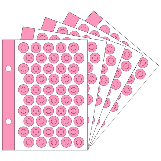 VCR Holeguard - 6mm - Pink Self Adhesive Reinforcement PVC Smart Shield Sticker for Punched Papers (Tear Resistant) - 500 Pieces - 10 Sheet Per Pack