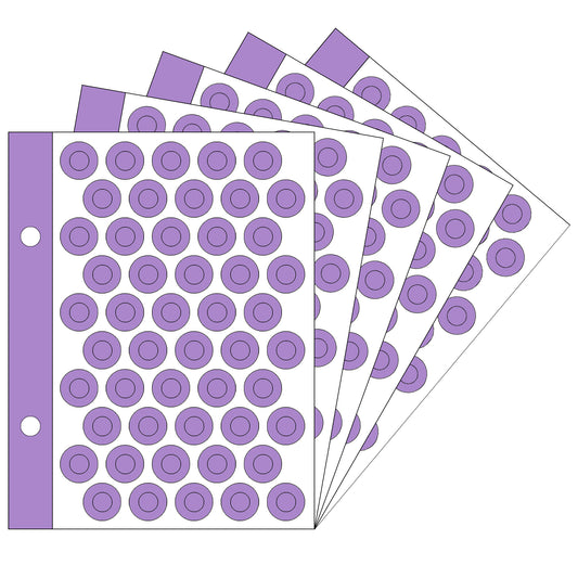 VCR Holeguard - 6mm - Purple Self Adhesive Reinforcement PVC Smart Shield Sticker for Punched Papers (Tear Resistant) - 500 Pieces - 10 Sheet Per Pack