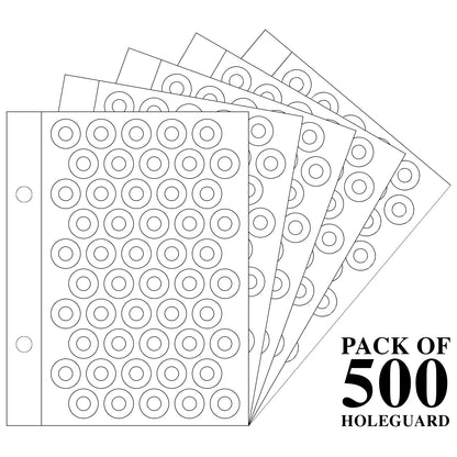 VCR Holeguard - 6mm - Transparent Self Adhesive Reinforcement PVC Smart Shield Sticker for Punched Papers (Tear Resistant) - 500 Pieces - 10 Sheet Per Pack