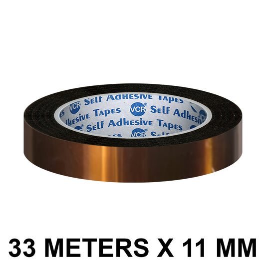 VCR kapton Tape 11mm / 0.45 inches Width - 33 Meters in Length - Amber Color - Pack of 1 Roll
