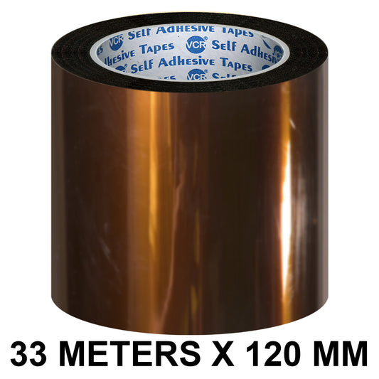 VCR kapton Tape 120mm / 05 inches Width - 33 Meters in Length - Amber Color - Pack of 1 Roll