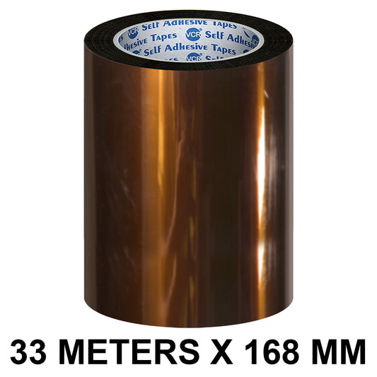 VCR kapton Tape 168mm / 07 inches Width - 33 Meters in Length - Amber Color - Pack of 1 Roll