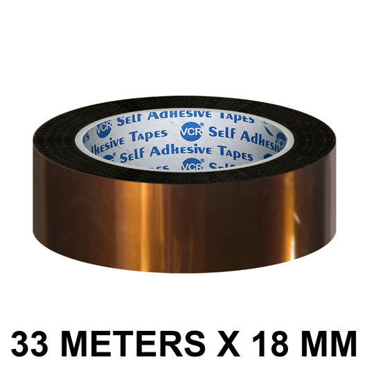 VCR kapton Tape 18mm / 0.75 inches Width - 33 Meters in Length - Amber Color - Pack of 1 Roll