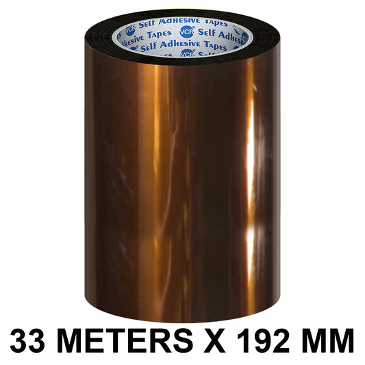 VCR kapton Tape 192mm / 08 inches Width - 33 Meters in Length - Amber Color - Pack of 1 Roll