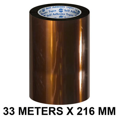VCR kapton Tape 216mm / 09 inches Width - 33 Meters in Length - Amber Color - Pack of 1 Roll