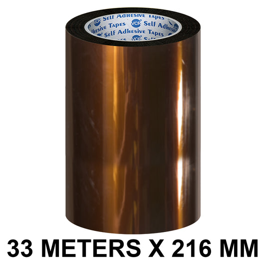 VCR kapton Tape 216mm / 09 inches Width - 33 Meters in Length - Amber Color - Pack of 1 Roll