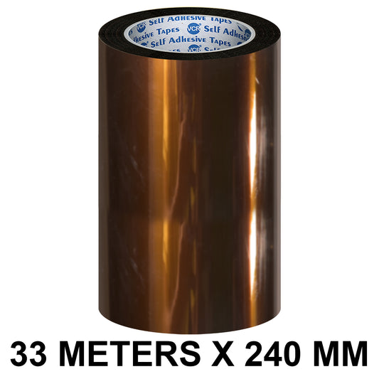 VCR kapton Tape 240mm / 10 inches Width - 33 Meters in Length - Amber Color - Pack of 1 Roll