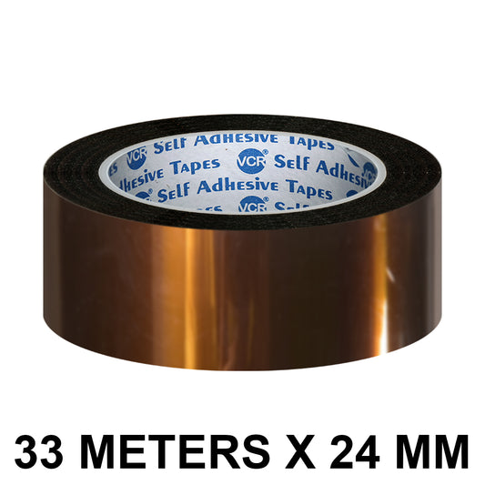 VCR kapton Tape 24mm / 01 inches Width - 33 Meters in Length - Amber Color - Pack of 1 Roll