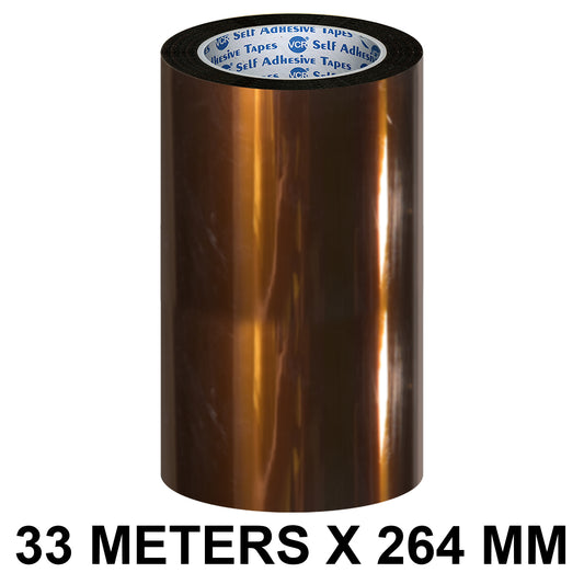 VCR kapton Tape 264mm / 11 inches Width - 33 Meters in Length - Amber Color - Pack of 1 Roll