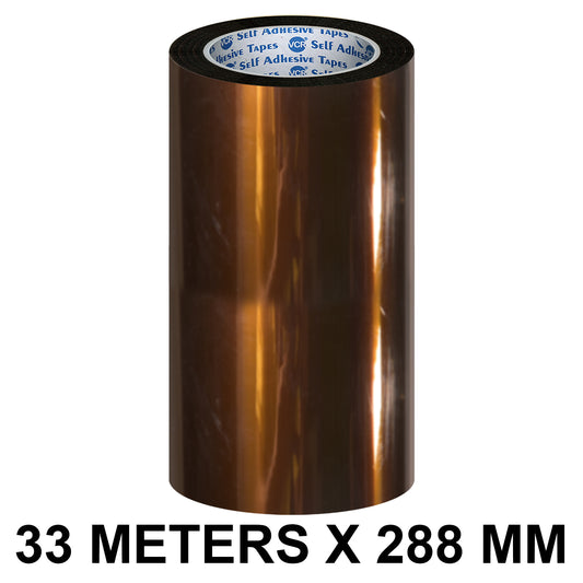 VCR kapton Tape 288mm / 12 inches Width - 33 Meters in Length - Amber Color - Pack of 1 Roll