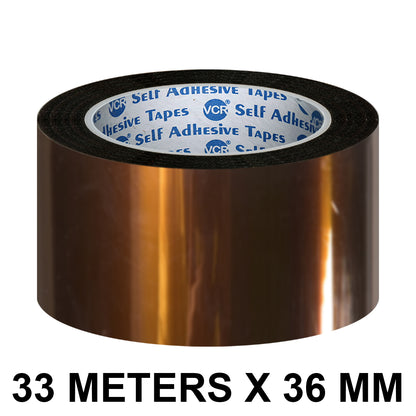 VCR kapton Tape 36mm / 1.5 inches Width - 33 Meters in Length - Amber Color - Pack of 1 Roll