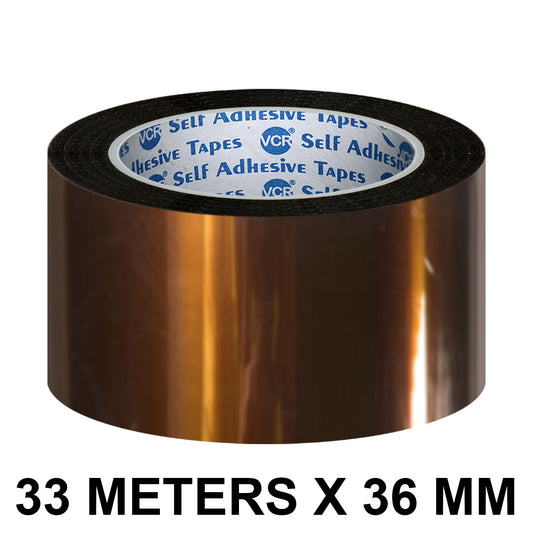 VCR kapton Tape 36mm / 1.5 inches Width - 33 Meters in Length - Amber Color - Pack of 1 Roll