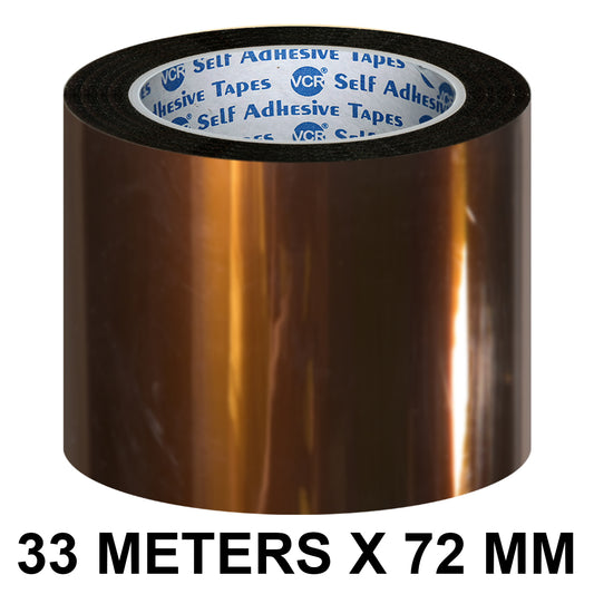 VCR kapton Tape 72mm / 03 inches Width - 33 Meters in Length - Amber Color - Pack of 1 Roll