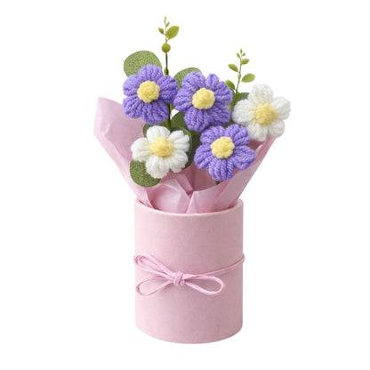 VCR Handmade Light Purple Crochet Bouquet- Hand Woven Knitted Artificial Hand Knitted Bouquet Flower for office Desk, Table, Car, Bedroom, Wedding & Special Occasions