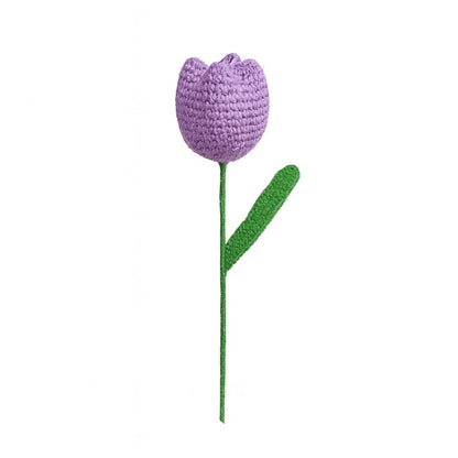 VCR Handmade Crochet Light Purple Tulip - Pack of 1 - Hand Woven Knitted Artificial Light Purple Tulip Hand Knitted Flower for office Desk, Table, Car, Bedroom, Wedding & Special Occasions