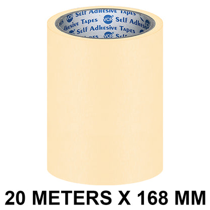 VCR Masking Tape - 20 Meters in Length 168mm / 07" Width - Easy Tear Tape, Best for Carpenter, Labelling, Painting and leaves no residue after a peel.
